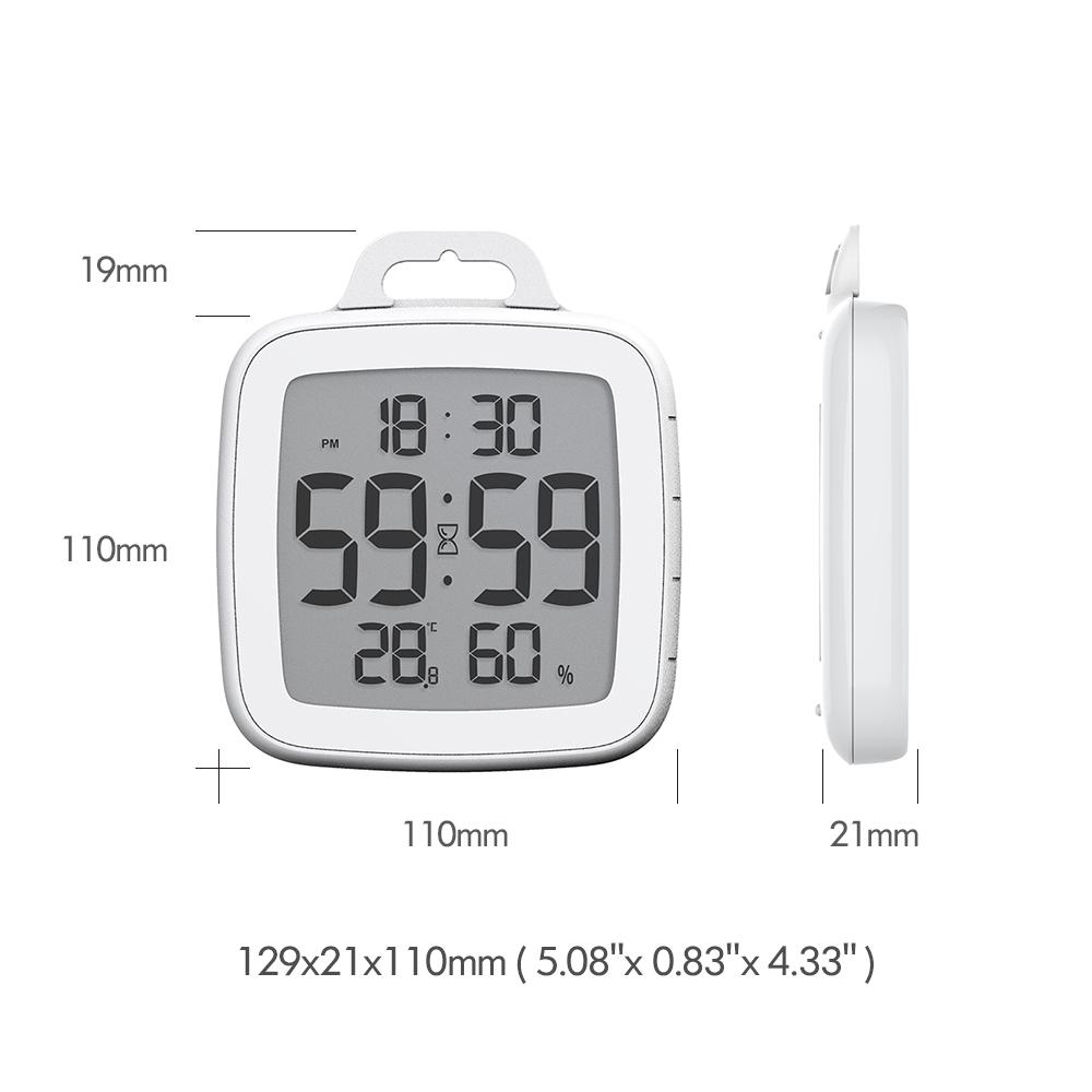 Baldr Digital Bathroom Shower Clock, Waterproof for Water Spray, Large Display, Temperature, Humidity and Moisture, Thermometer & Hygrometer, Suction