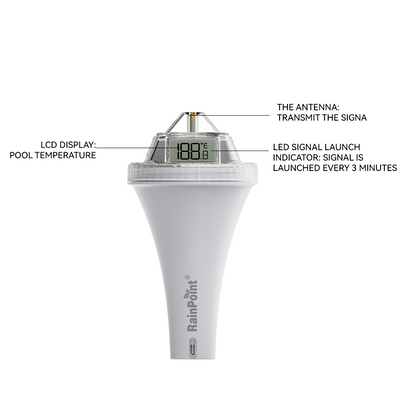 RAINPOINT Wireless Pool Thermometer - Accurate Swimming Pool and Pond Temperature Monitor with Indoor Display - Pool Sensor Displays °C Only