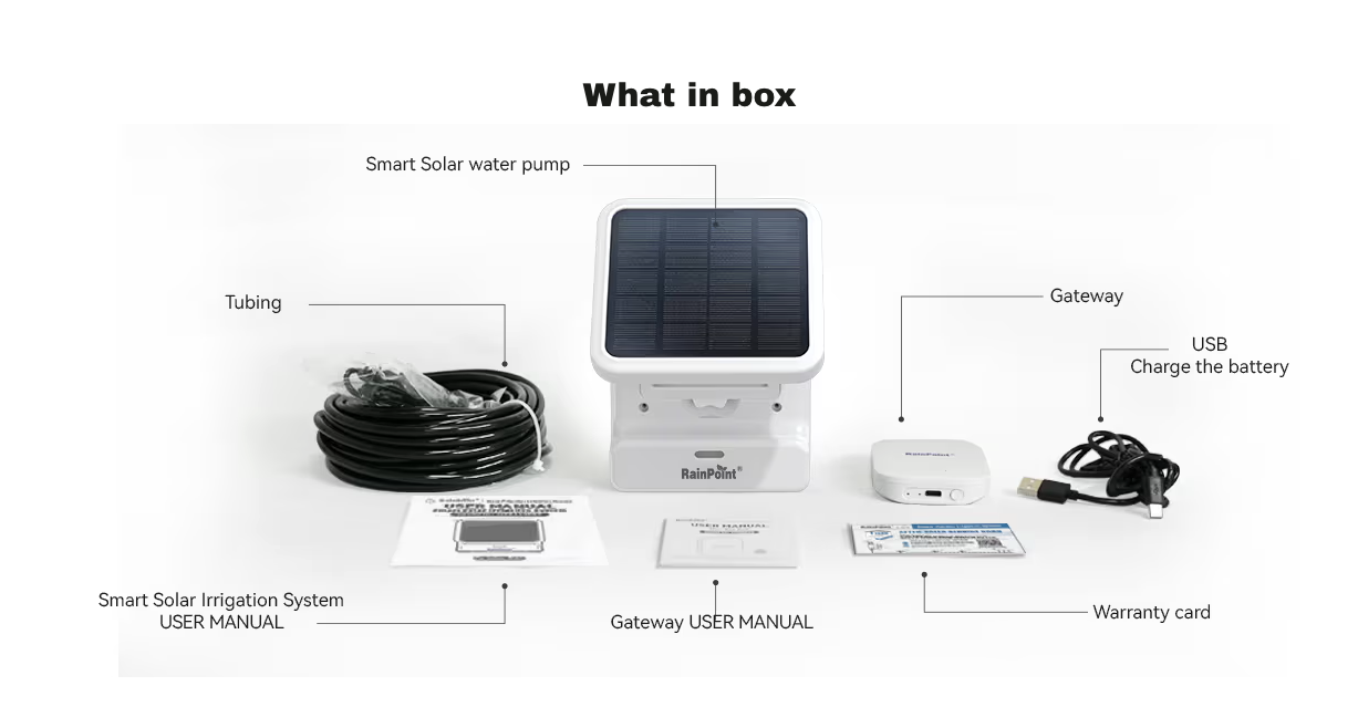 RainPoint Wi-Fi App-Controlled Indoor Watering Timer, Solar Panel Powered Pump, Rain Delays, Smart Scheduling for House Plants While You are Away, Includes Mini Wifi Gateway Hub