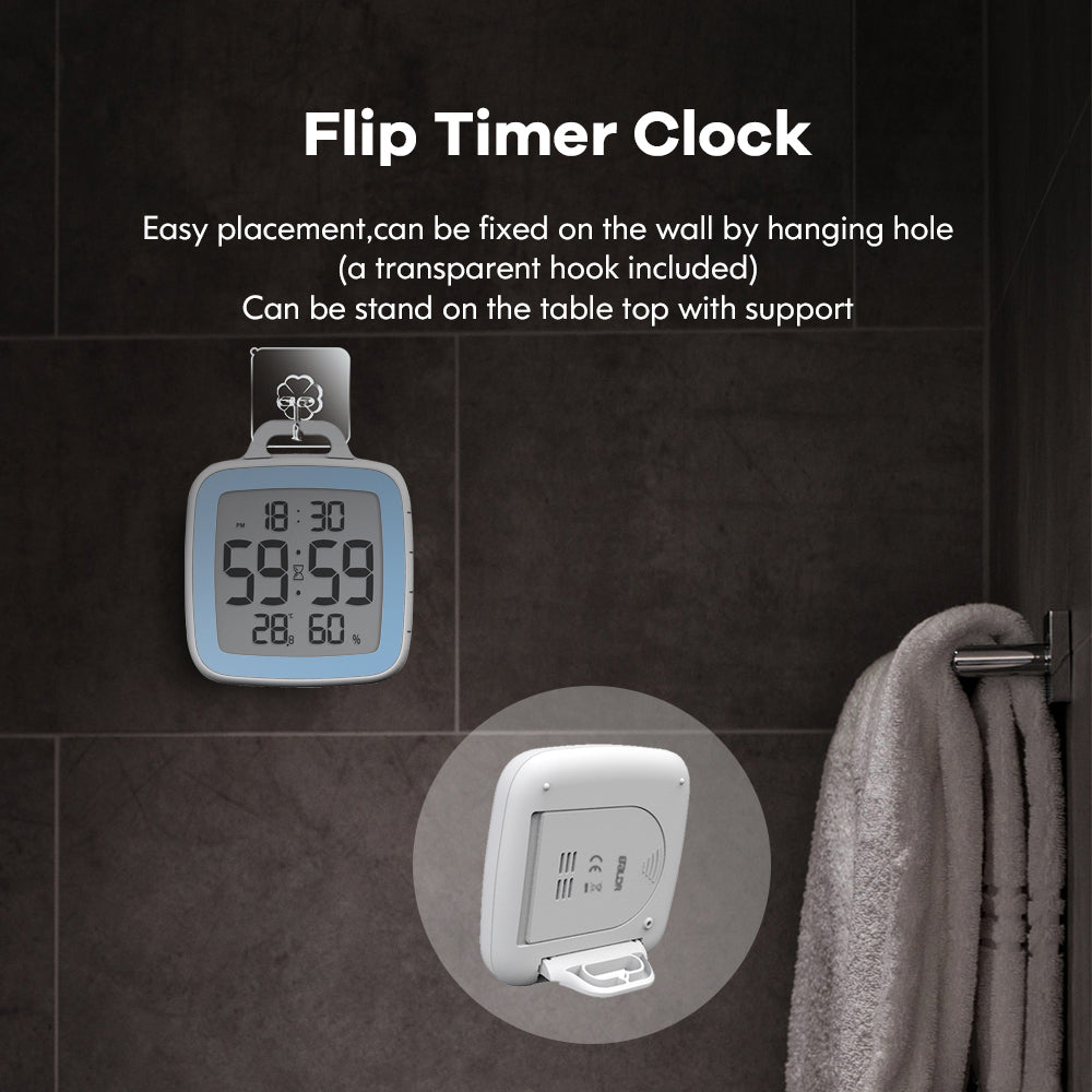BALDR Digital Shower Clock with Timer - Waterproof Shower Timer for Kids  and