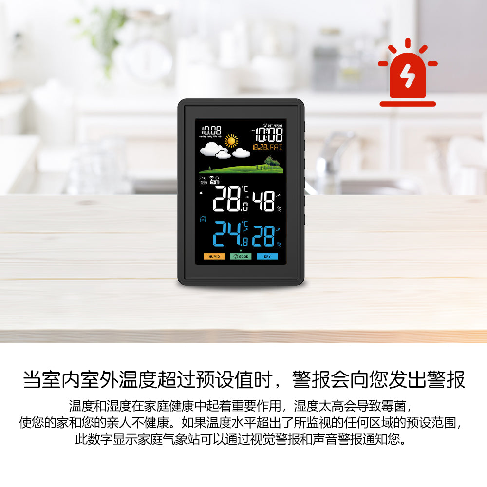 Baldr Color Digital Wireless Indoor/Outdoor Weather Station with Thermometer & H