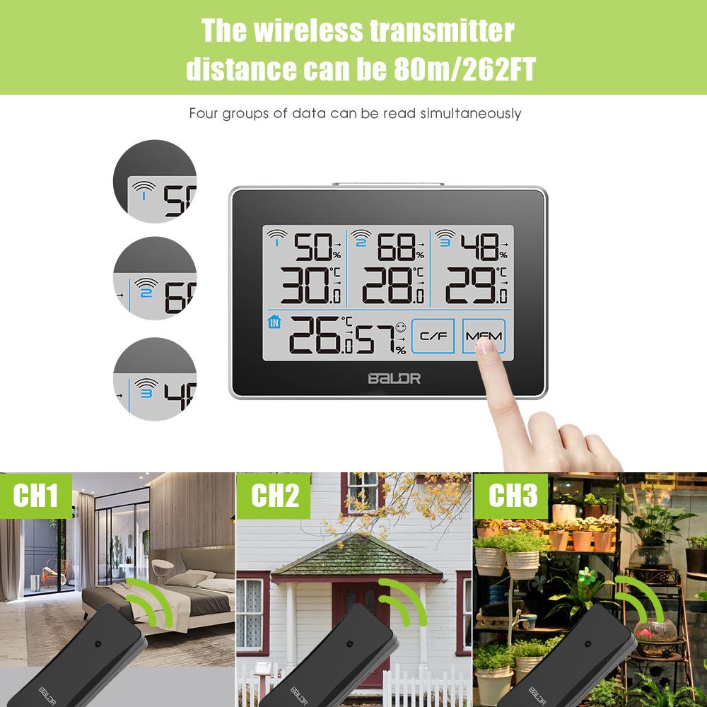 Touchscreen Weather Station With Wireless Sensor - BALDR Electronic